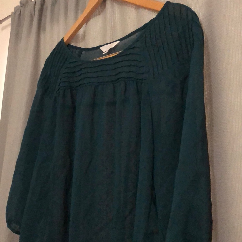 LAUREN CONRAD // Green Peasant Blouse